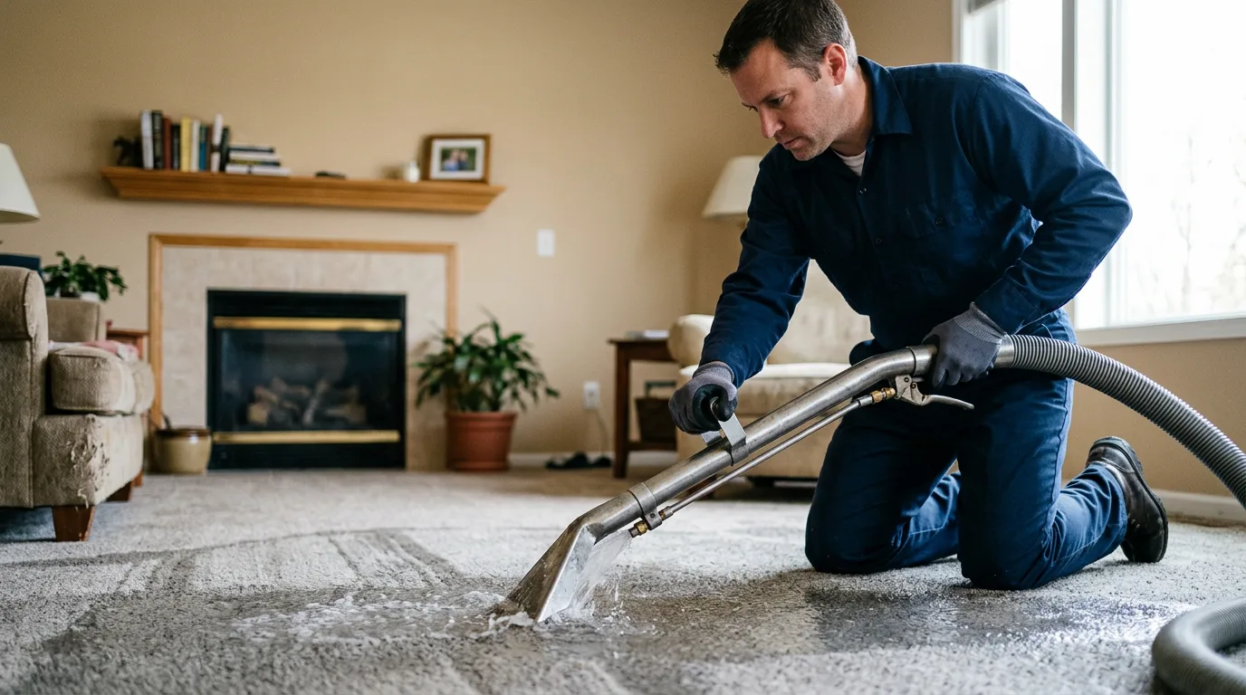 Water damage restoration technician working near Shipshewana, IN